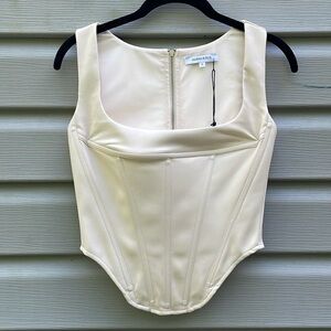 Ivory Faux Leather Corset Crop Top